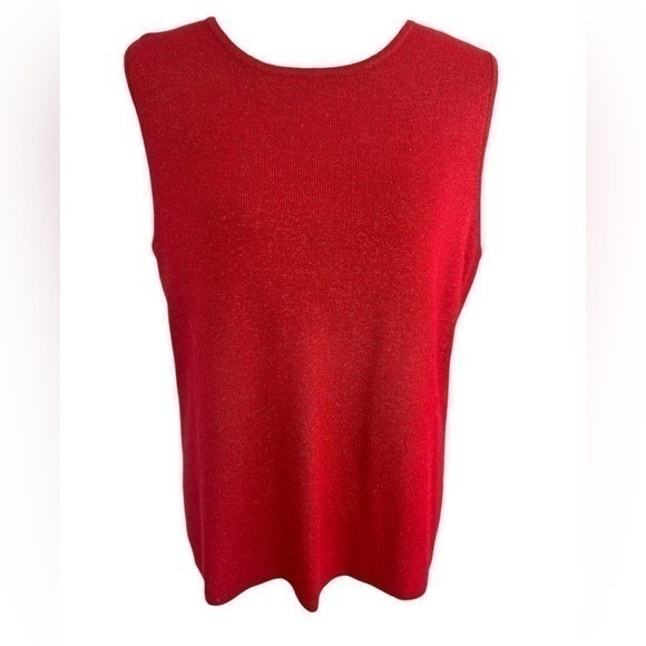 Laura Scott red metallic sleeveless knit tank sweater - Picture 1 of 7